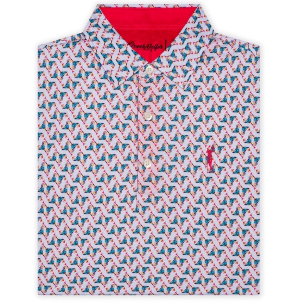Grunk Dolfer Men’s Mosaic Cocktail Polo Shirt. Large